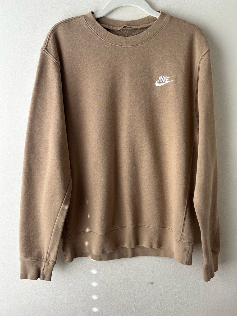 Vintage Cozy Nike Embroidered Crewneck Sweatshirt Sweater Lounge Tan Small